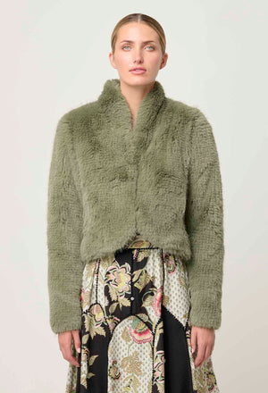 ONCE WAS Reina Faux Fur Jacket - Jade Mist Jacket - Zabecca Living