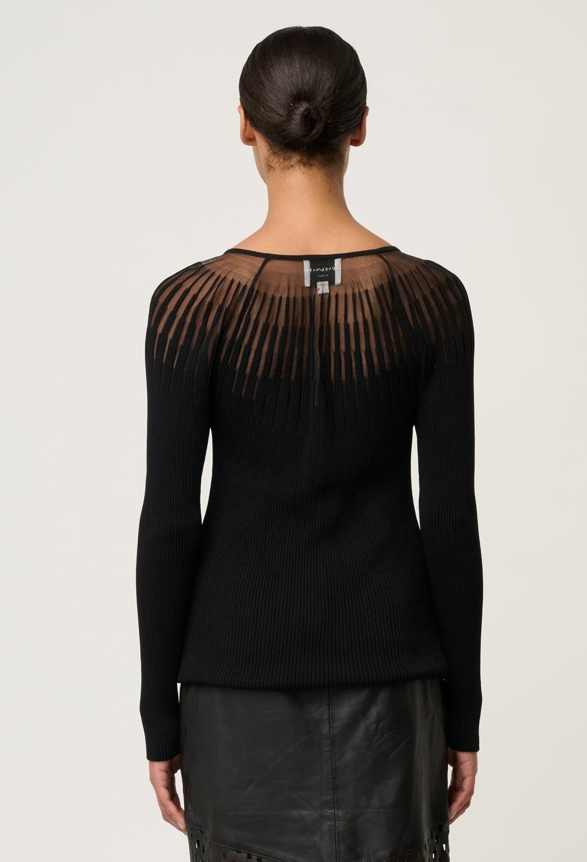 ONCE WAS Rhiannon Viscose Nylon Sheer Knit Top - Black Jumpers + Knitwear - Zabecca Living