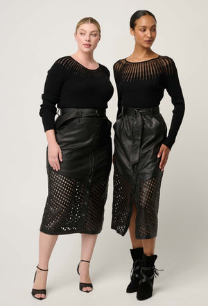 ONCE WAS Rhiannon Viscose Nylon Sheer Knit Top - Black Jumpers + Knitwear - Zabecca Living