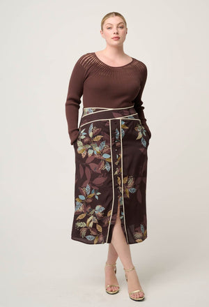 ONCE WAS Rhiannon Viscose Nylon Sheer Knit Top - Mocha Jumpers + Knitwear - Zabecca Living