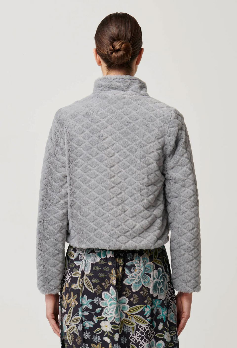 ONCE WAS Rylie Reversible Print &amp; Faux Fur Jacket - Dahlia fields Jacket - Zabecca Living