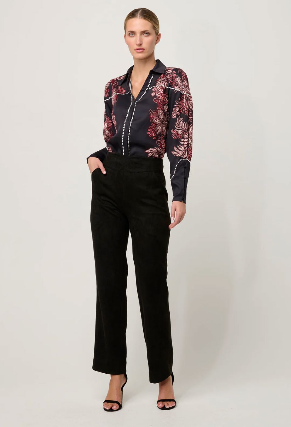 ONCE WAS Scarlett Faux Suede Pant - Onyx PANTS - Zabecca Living