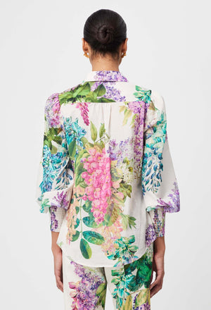 ONCE WAS Swanson Embroidered Cotton Voile Shirt - Wisteria Alba Shirts & Blouses - Zabecca Living