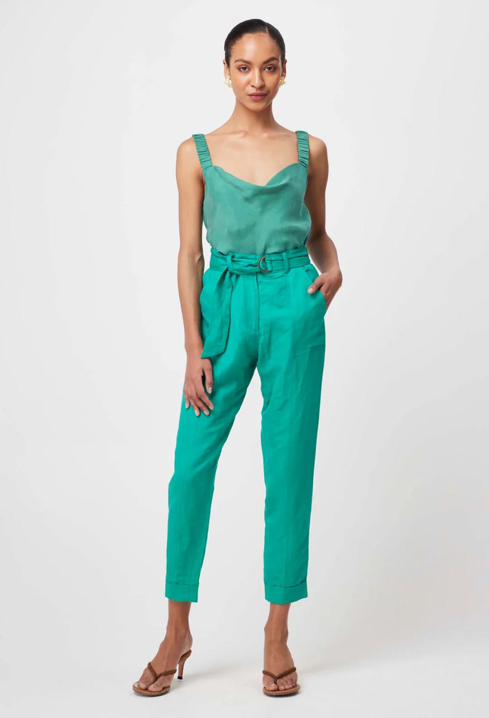 ONCE WAS Transit Linen Viscose Pant - Bay Green PANTS - Zabecca Living