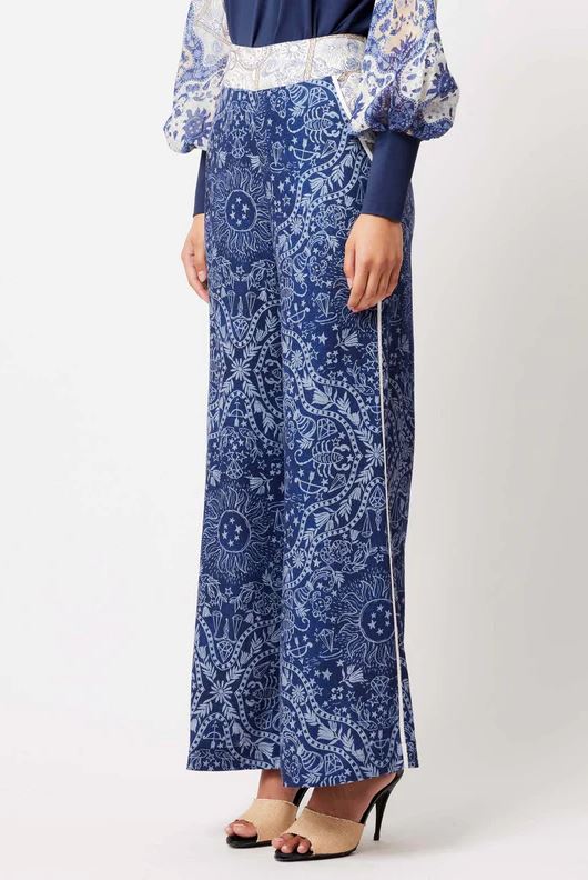 ONCE WAS Venus Linen Viscose Pant - Zodiac Print PANTS - Zabecca Living