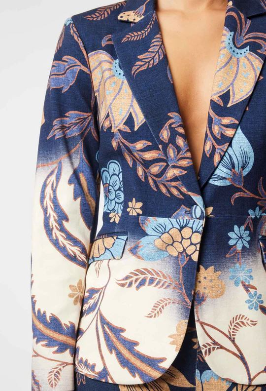 ONCE WAS Venus Ponte Blazer - Lotus Flower Jacket - Zabecca Living