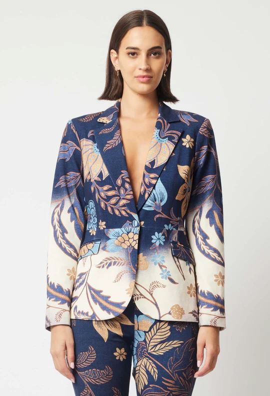 ONCE WAS Venus Ponte Blazer - Lotus Flower Jacket - Zabecca Living