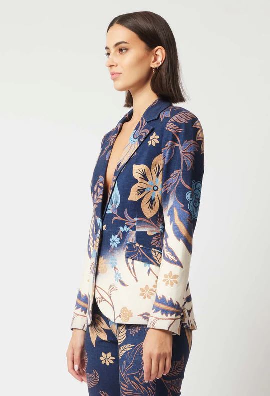 ONCE WAS Venus Ponte Blazer - Lotus Flower Jacket - Zabecca Living