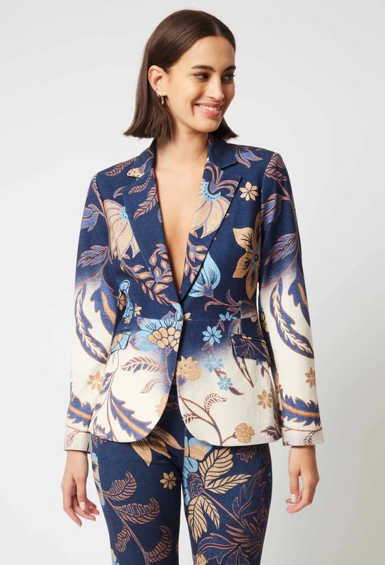 ONCE WAS Venus Ponte Blazer - Lotus Flower Jacket - Zabecca Living