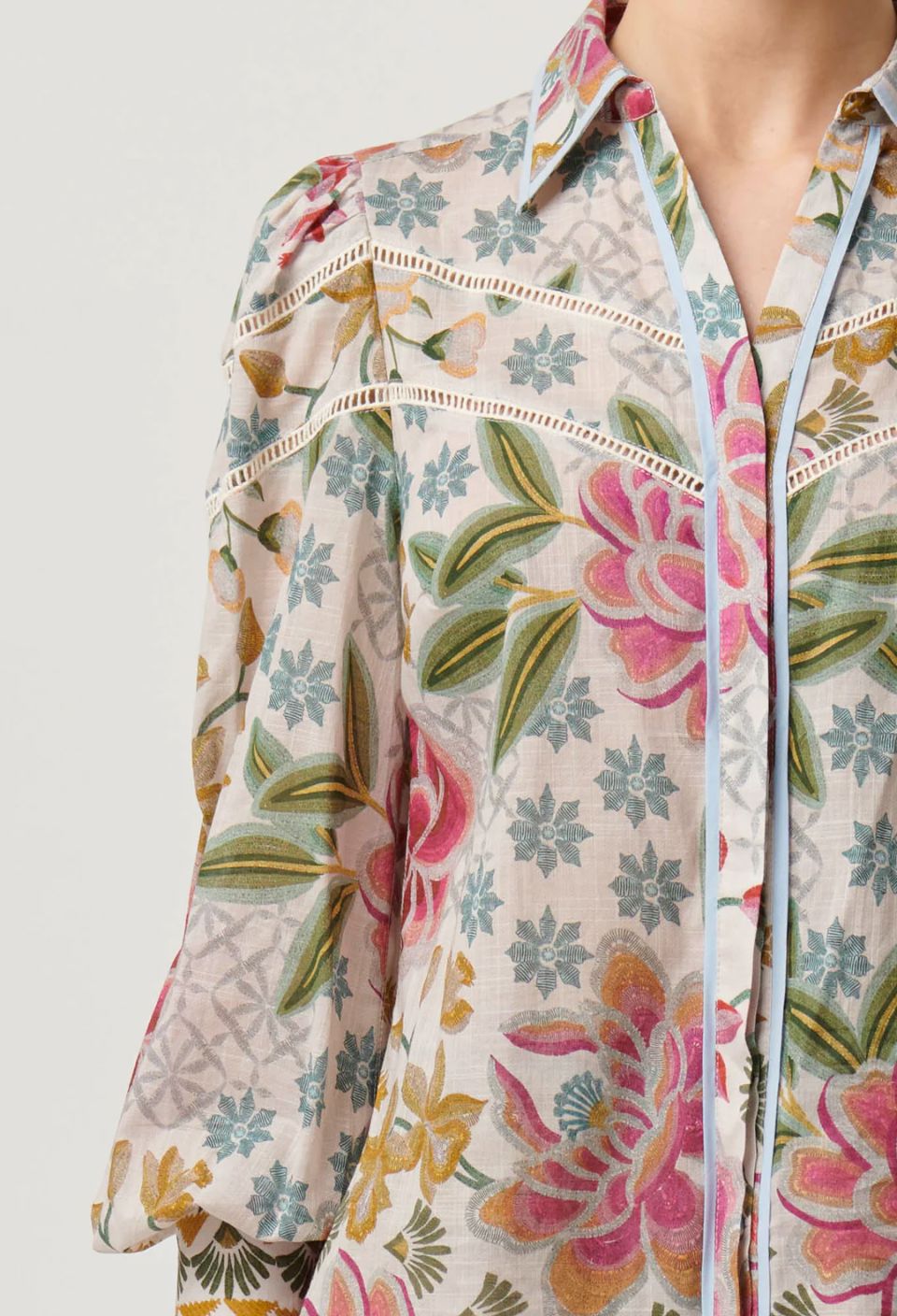 ONCE WAS Wren Lace Cotton Slub Shirt - Azalea Fields Shirts & Blouses - Zabecca Living