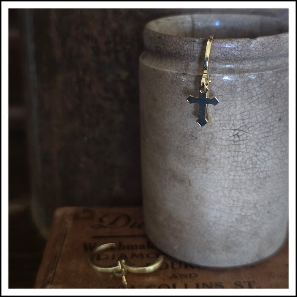PAIRD Holy Cross Leverback Earrings - Zabecca Living