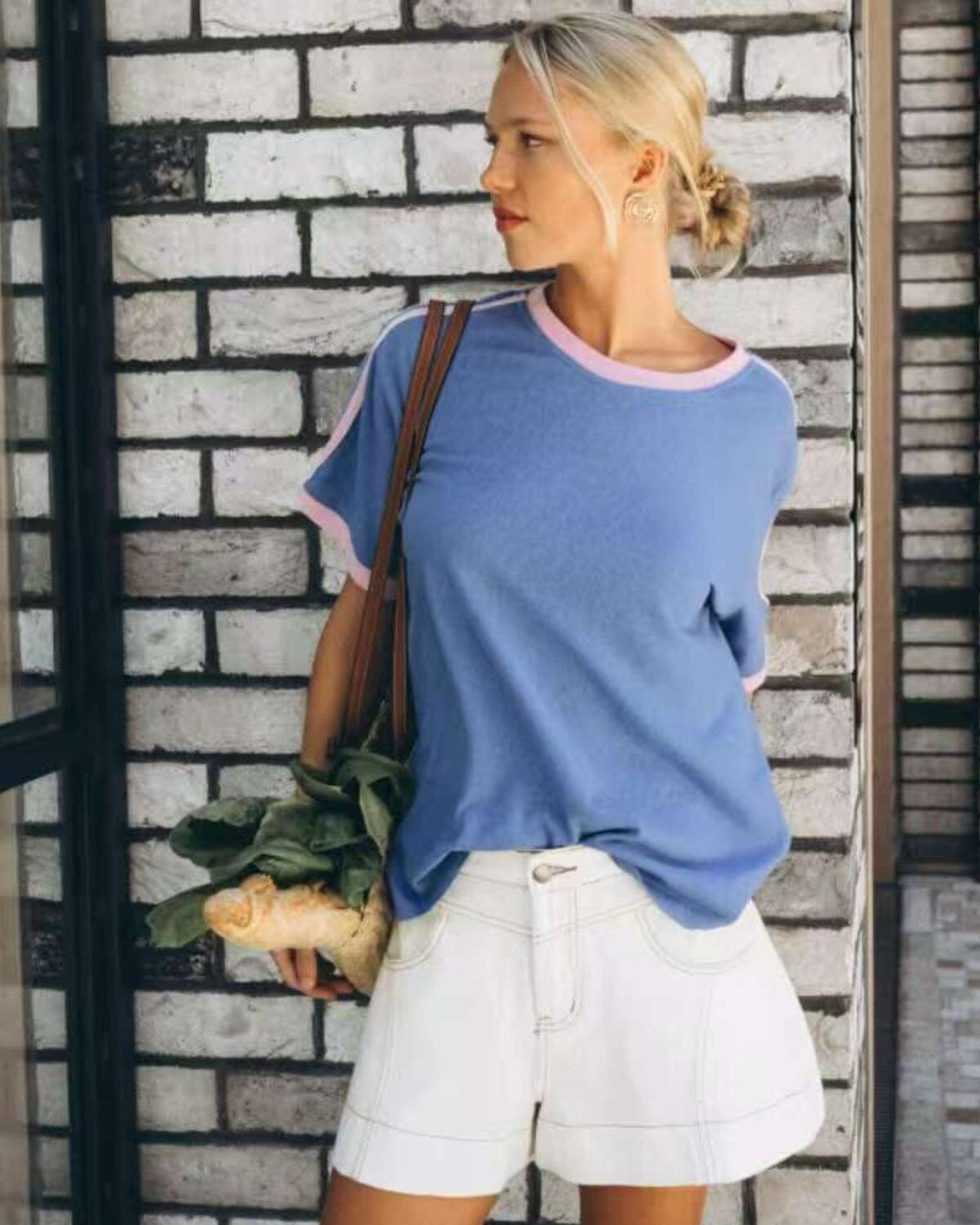 PAPER HEART Effy Contrast Tee - Blue Tee - Zabecca Living