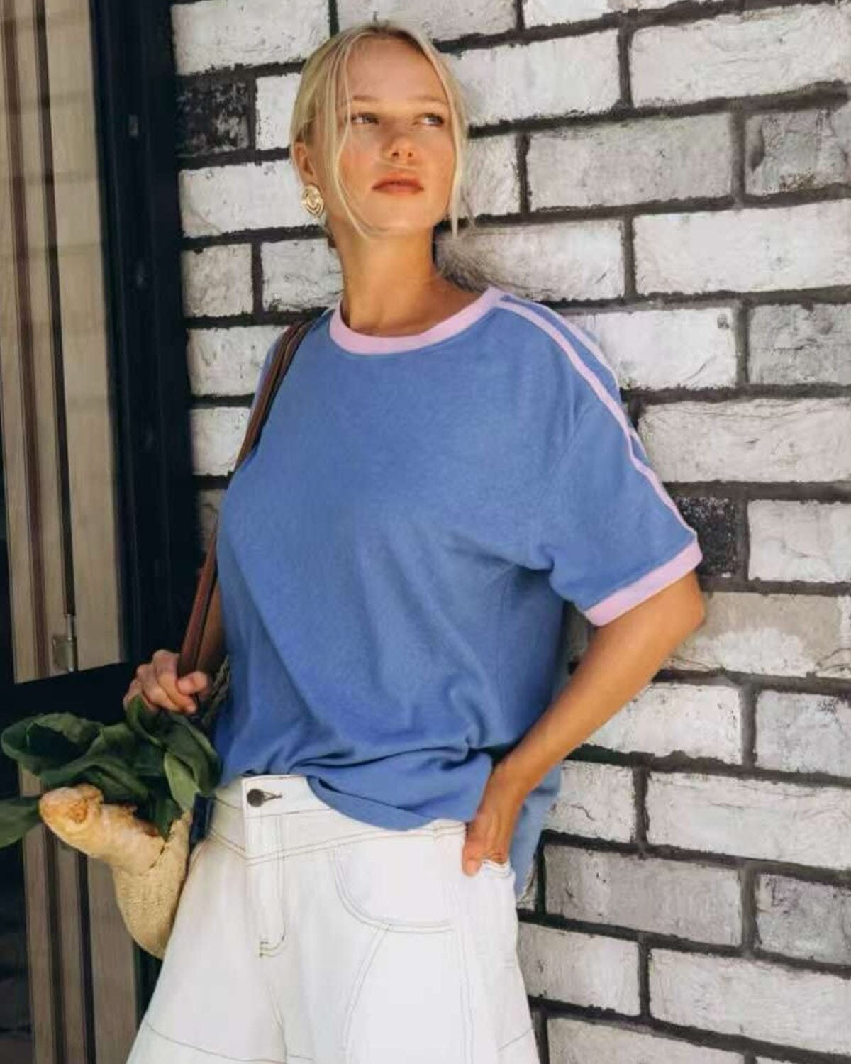 PAPER HEART Effy Contrast Tee - Blue Tee - Zabecca Living