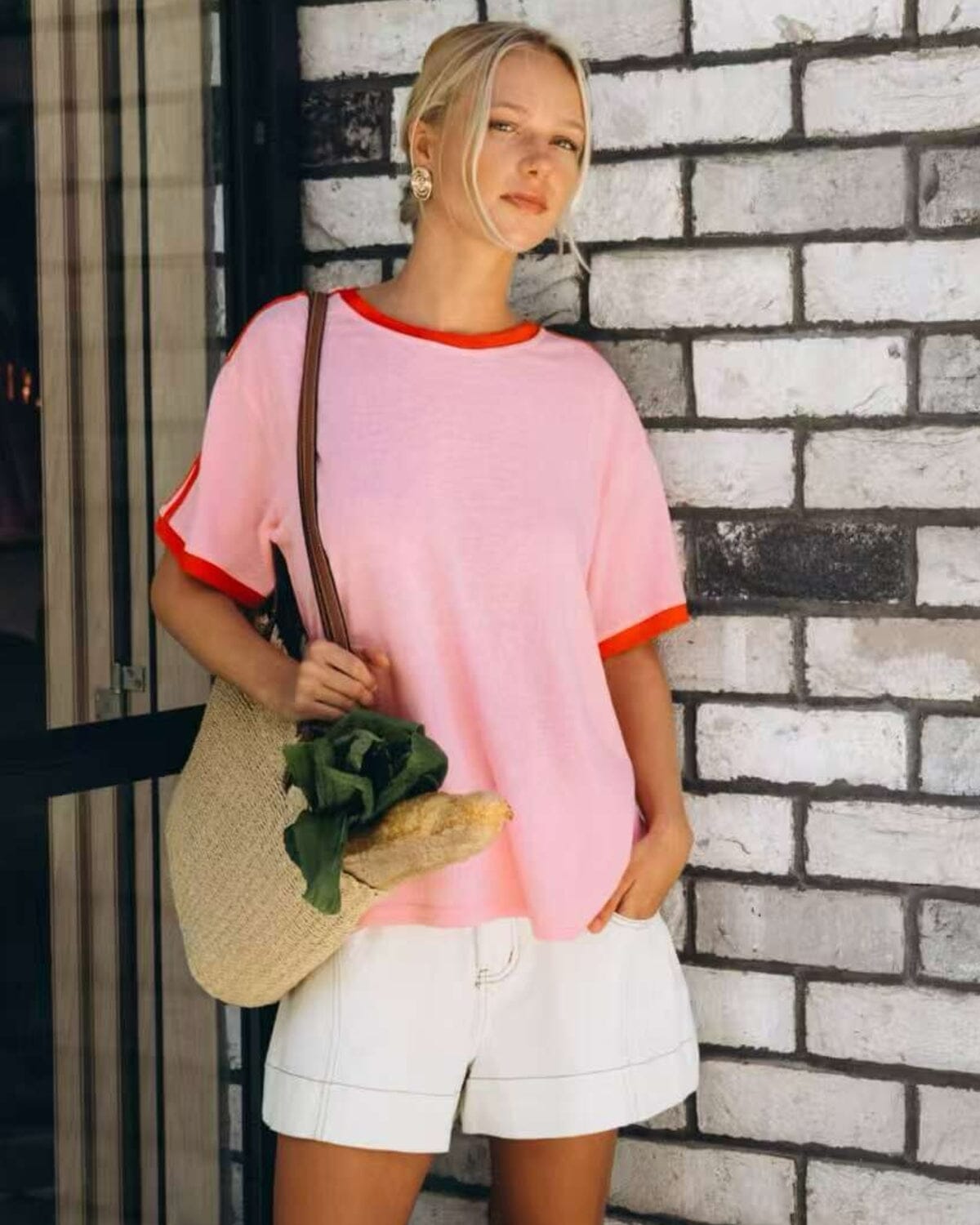 PAPER HEART Effy Contrast Tee - Pink Tee - Zabecca Living