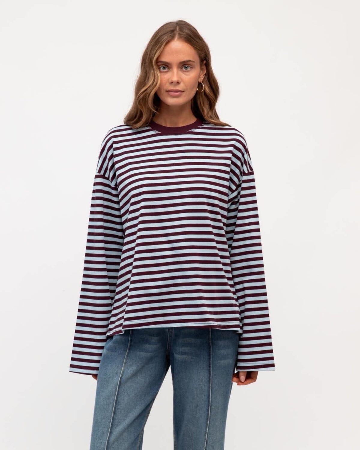 PAPER HEART Remi Stripe Duo Tee - blue/plum Tee - Zabecca Living