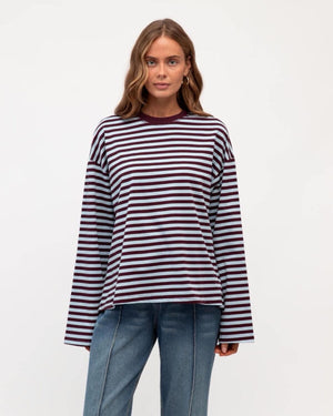 PAPER HEART Remi Stripe Duo Tee - blue/plum Tee - Zabecca Living