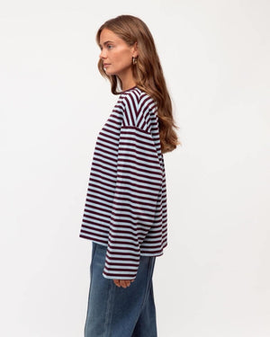 PAPER HEART Remi Stripe Duo Tee - blue/plum Tee - Zabecca Living