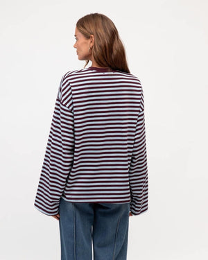 PAPER HEART Remi Stripe Duo Tee - blue/plum Tee - Zabecca Living