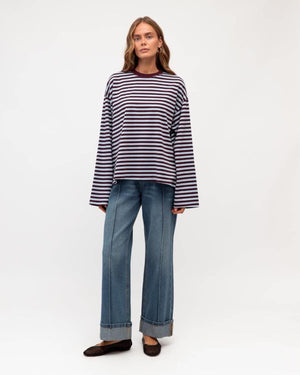 PAPER HEART Remi Stripe Duo Tee - blue/plum Tee - Zabecca Living