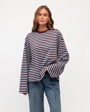 PAPER HEART Remi Stripe Duo Tee - blue/plum Tee - Zabecca Living