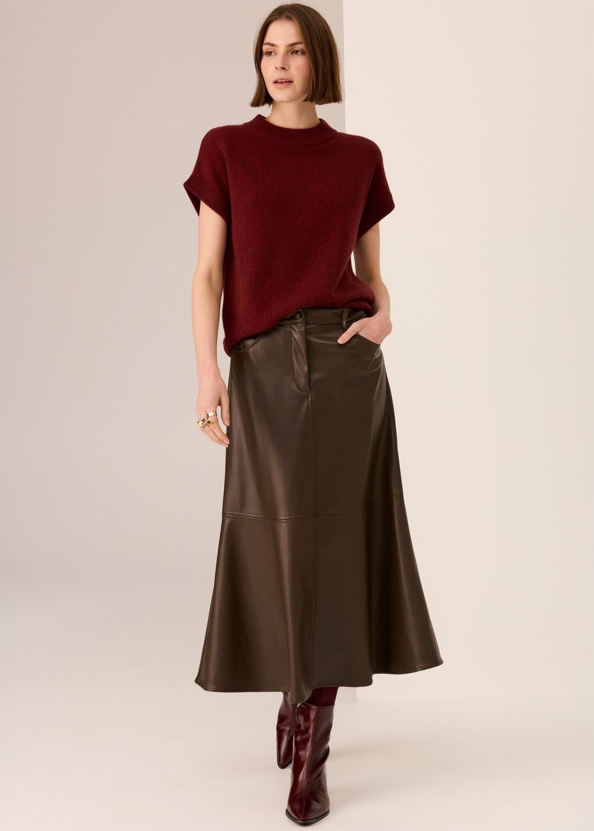 POL Astor Turtleneck Tee - Wine Jumpers + Knitwear - Zabecca Living