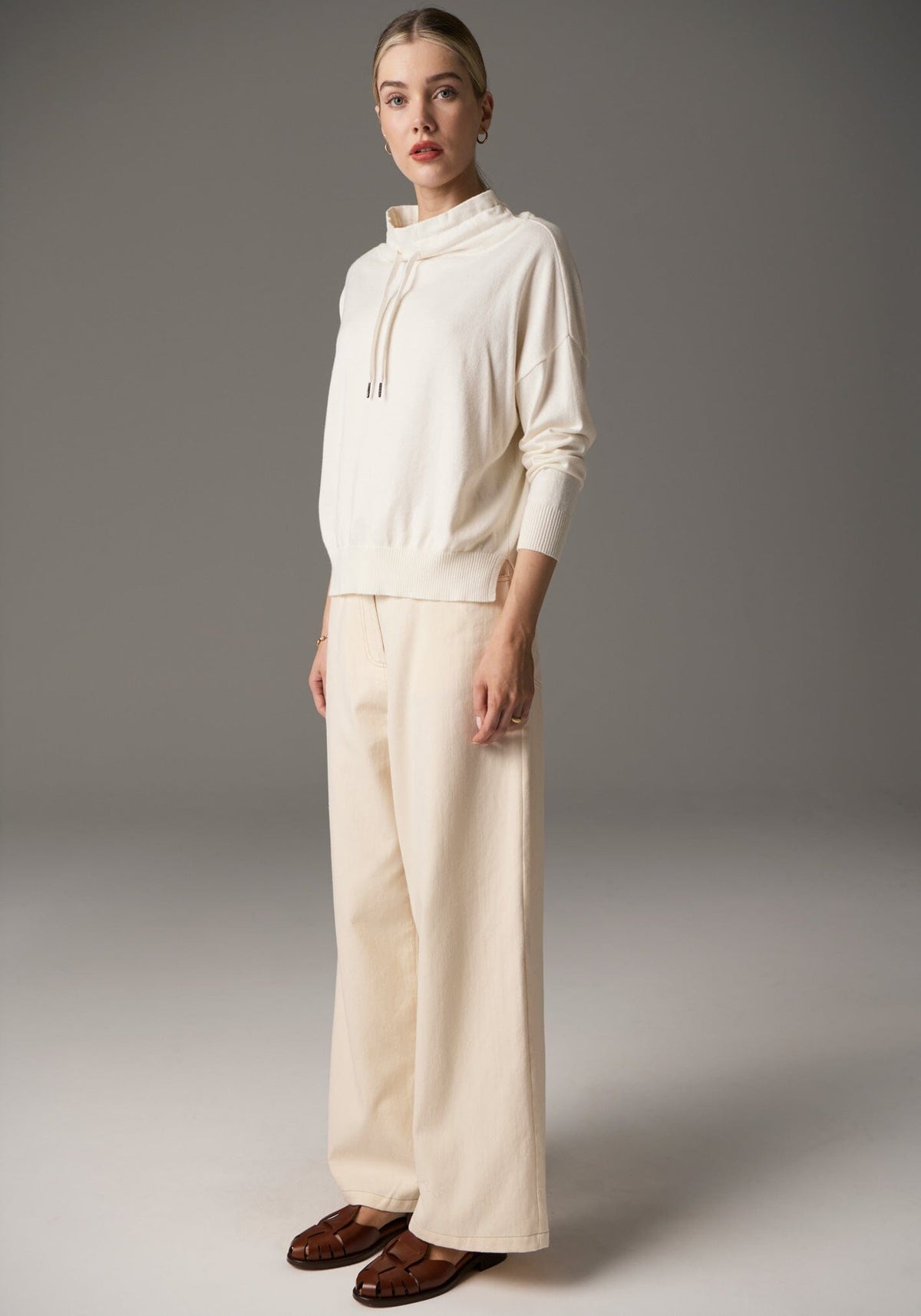POL Beech Drawcord Knit - Ivory Jumpers + Knitwear - Zabecca Living