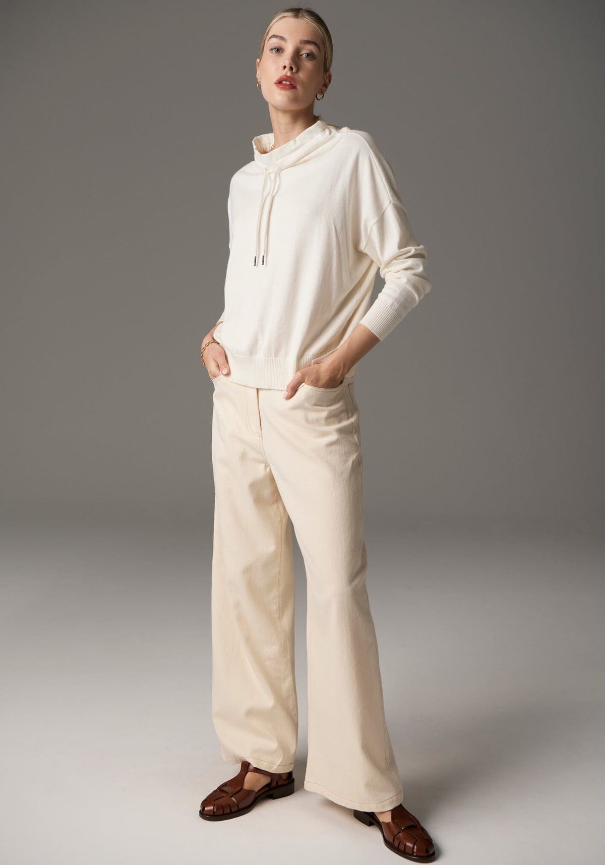 POL Beech Drawcord Knit - Ivory Jumpers + Knitwear - Zabecca Living