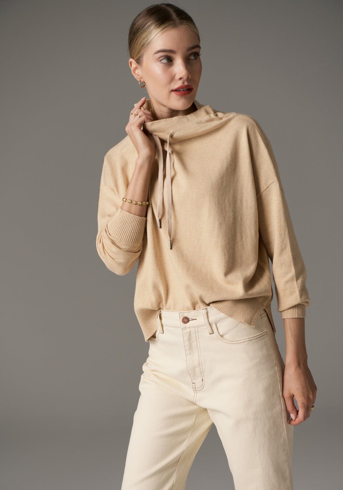 POL Beech Drawcord Knit - Pebble Jumpers + Knitwear - Zabecca Living