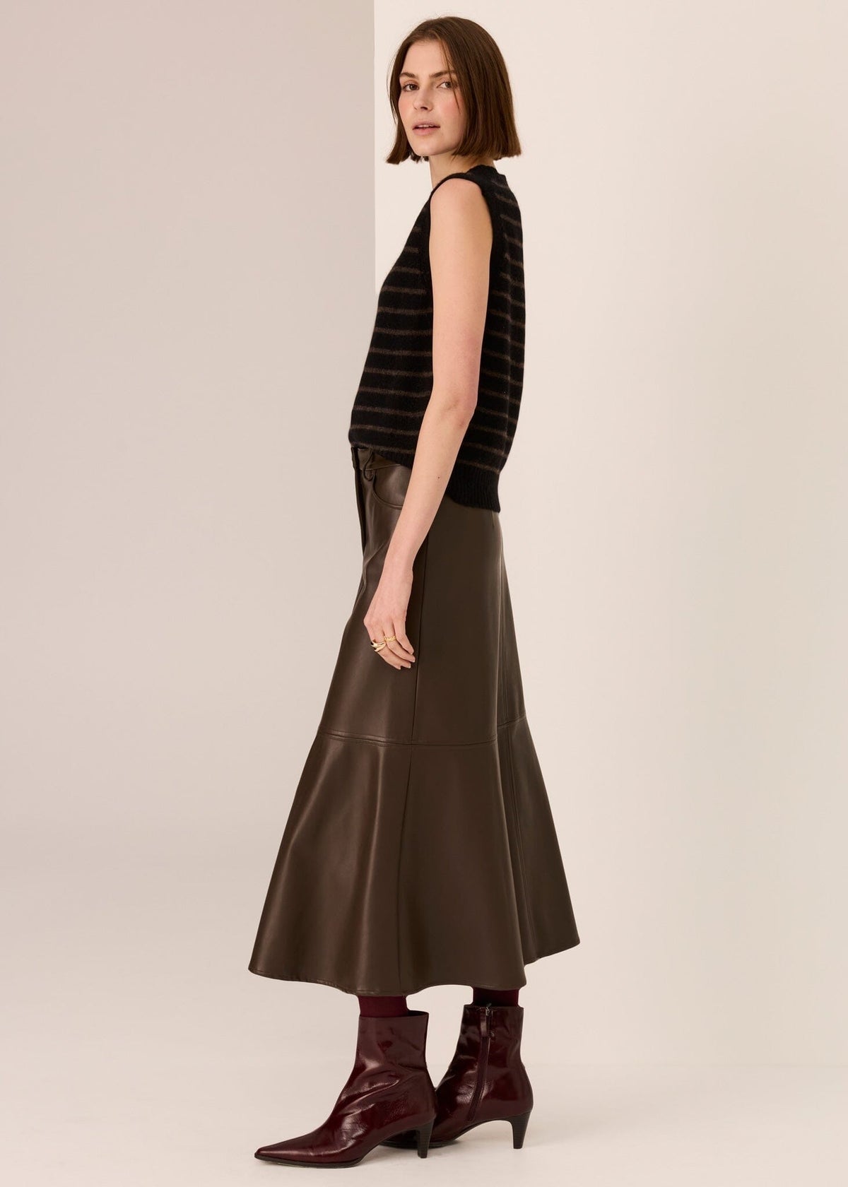 POL Carmel Striped Vest - Black/Choc vest - Zabecca Living