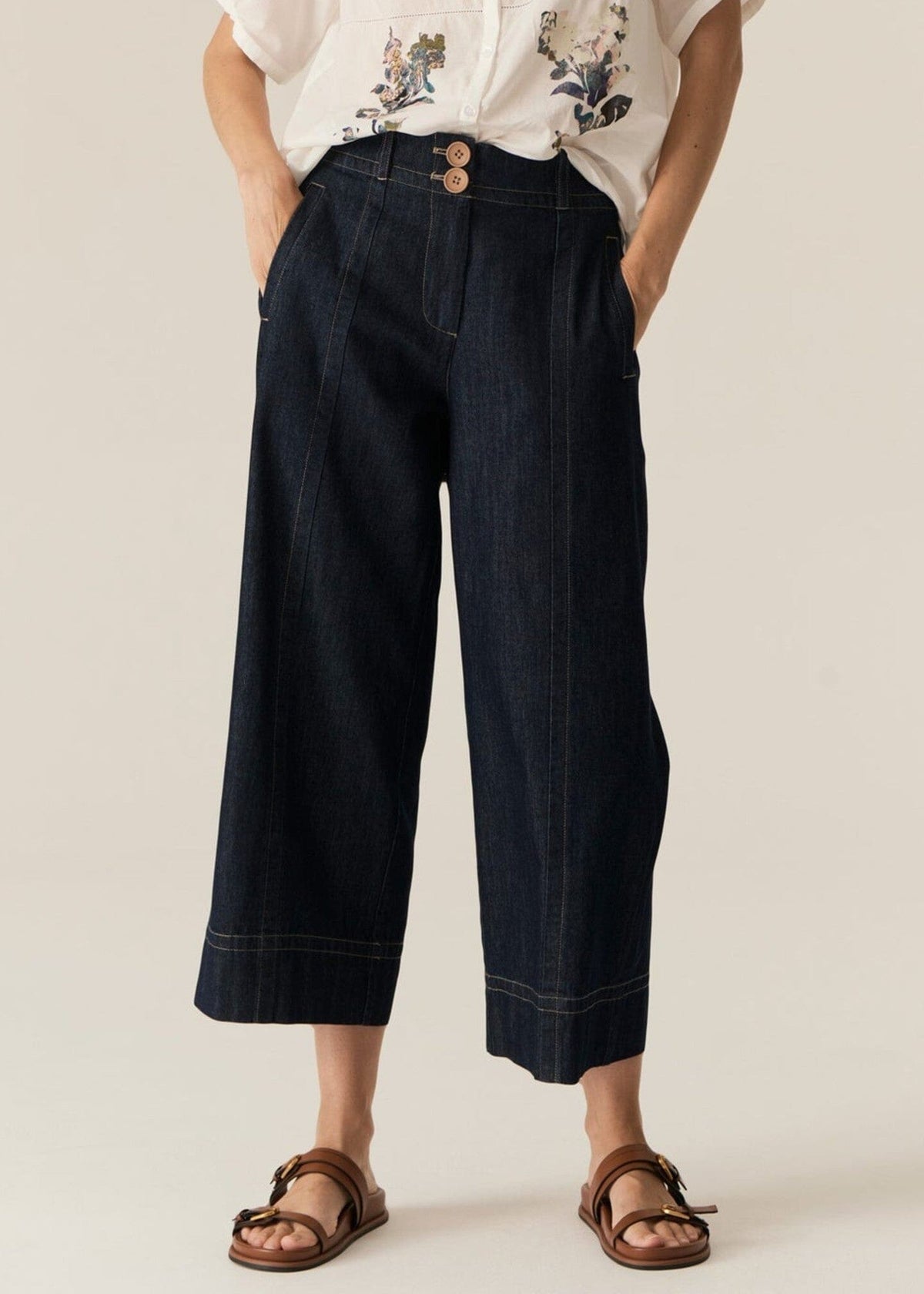 POL Carsen Crop Denim Pant - Dark Wash PANTS - Zabecca Living