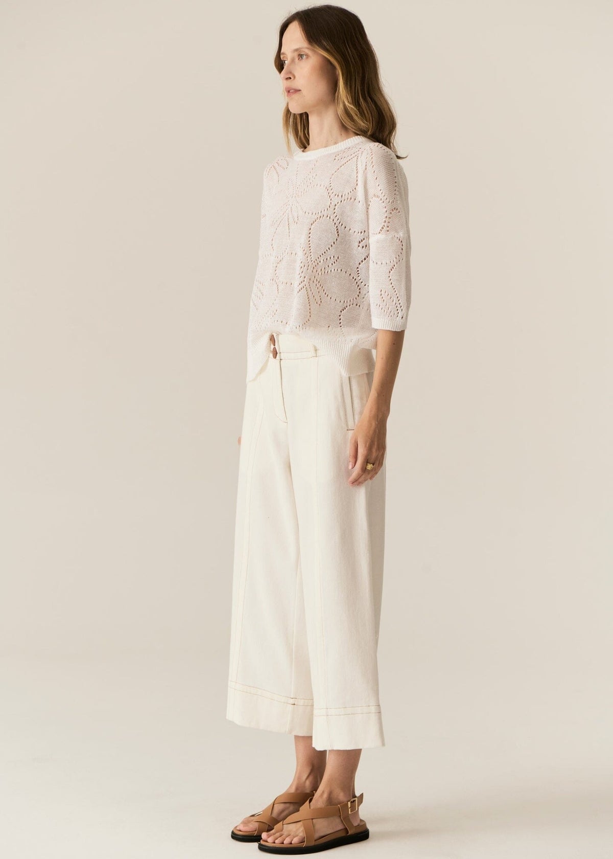 POL Carsen Crop Denim Pant - Ecru PANTS - Zabecca Living