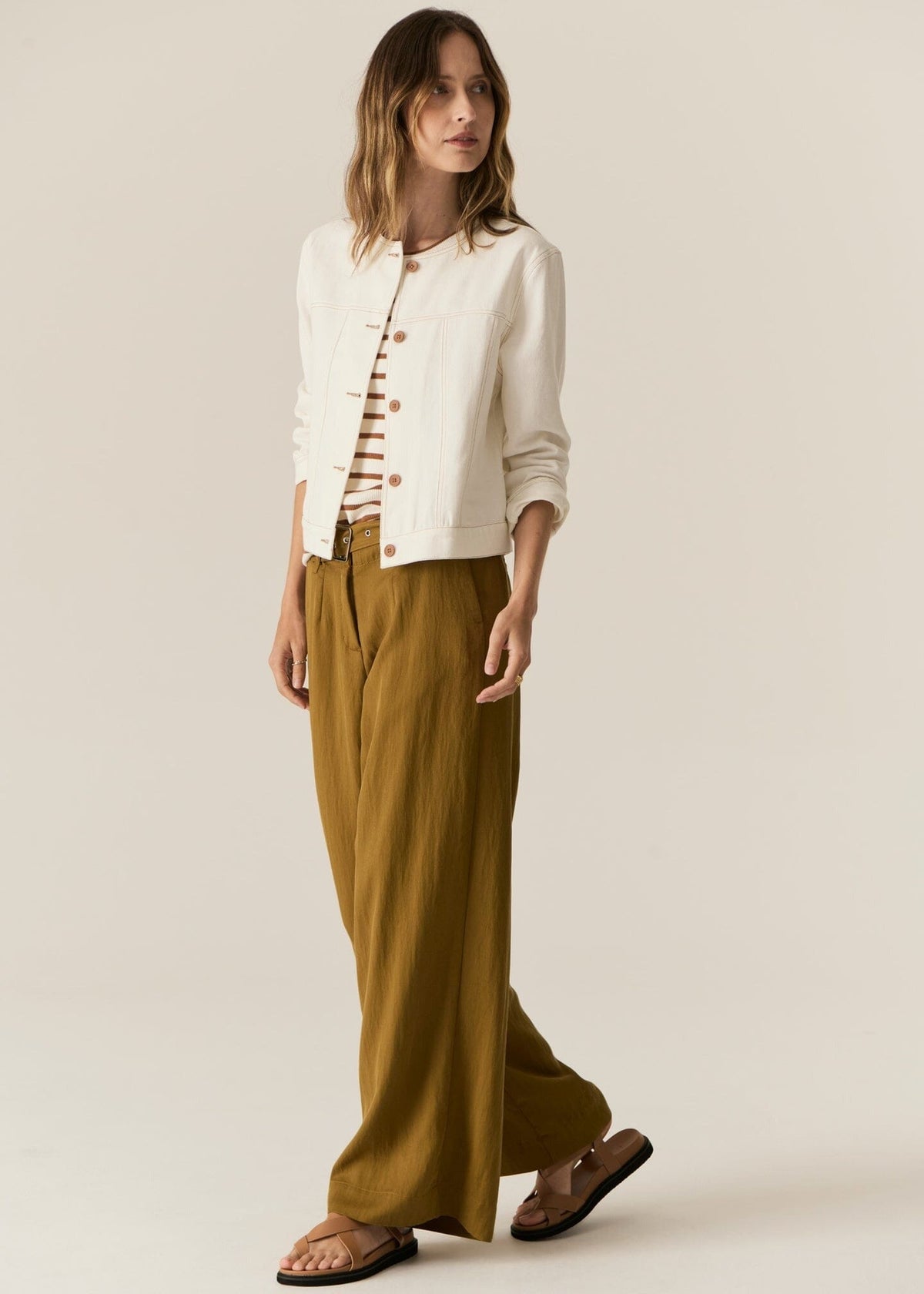 POL Carsen Denim Jacket - Ecru Jackets - Zabecca Living