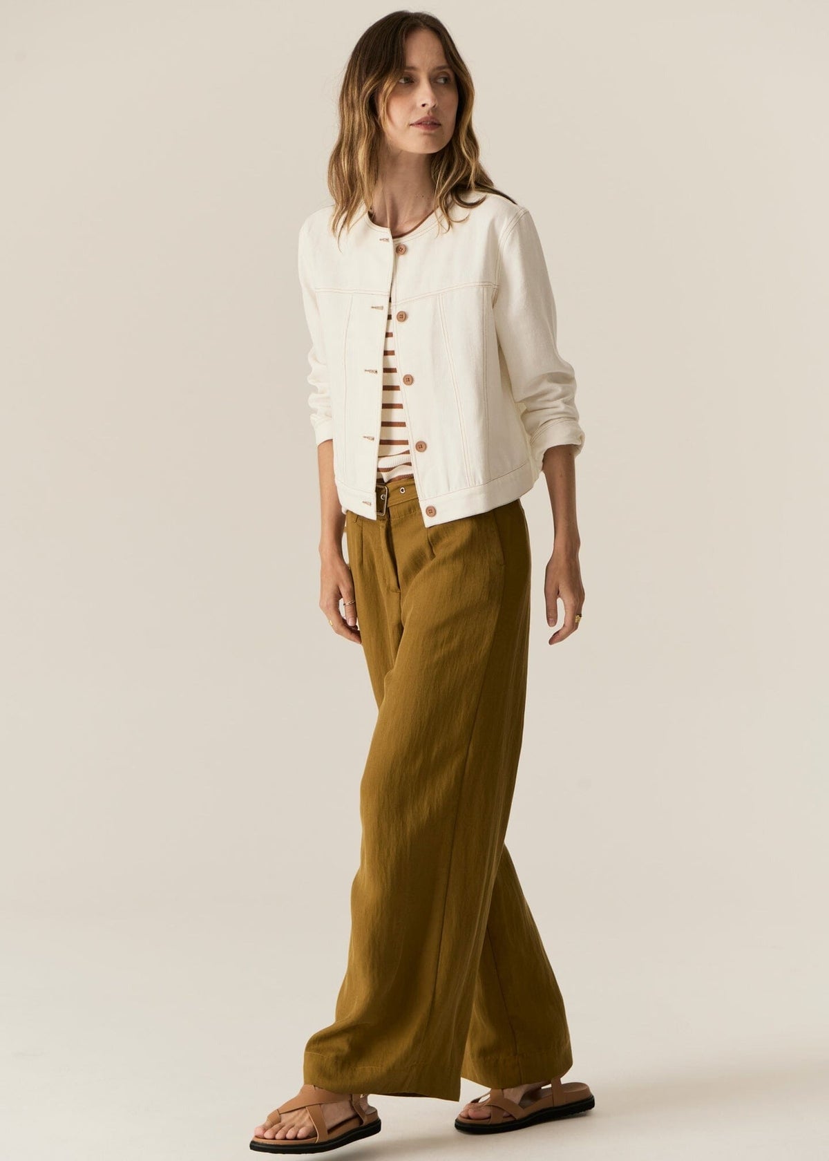 POL Carsen Denim Jacket - Ecru Jackets - Zabecca Living