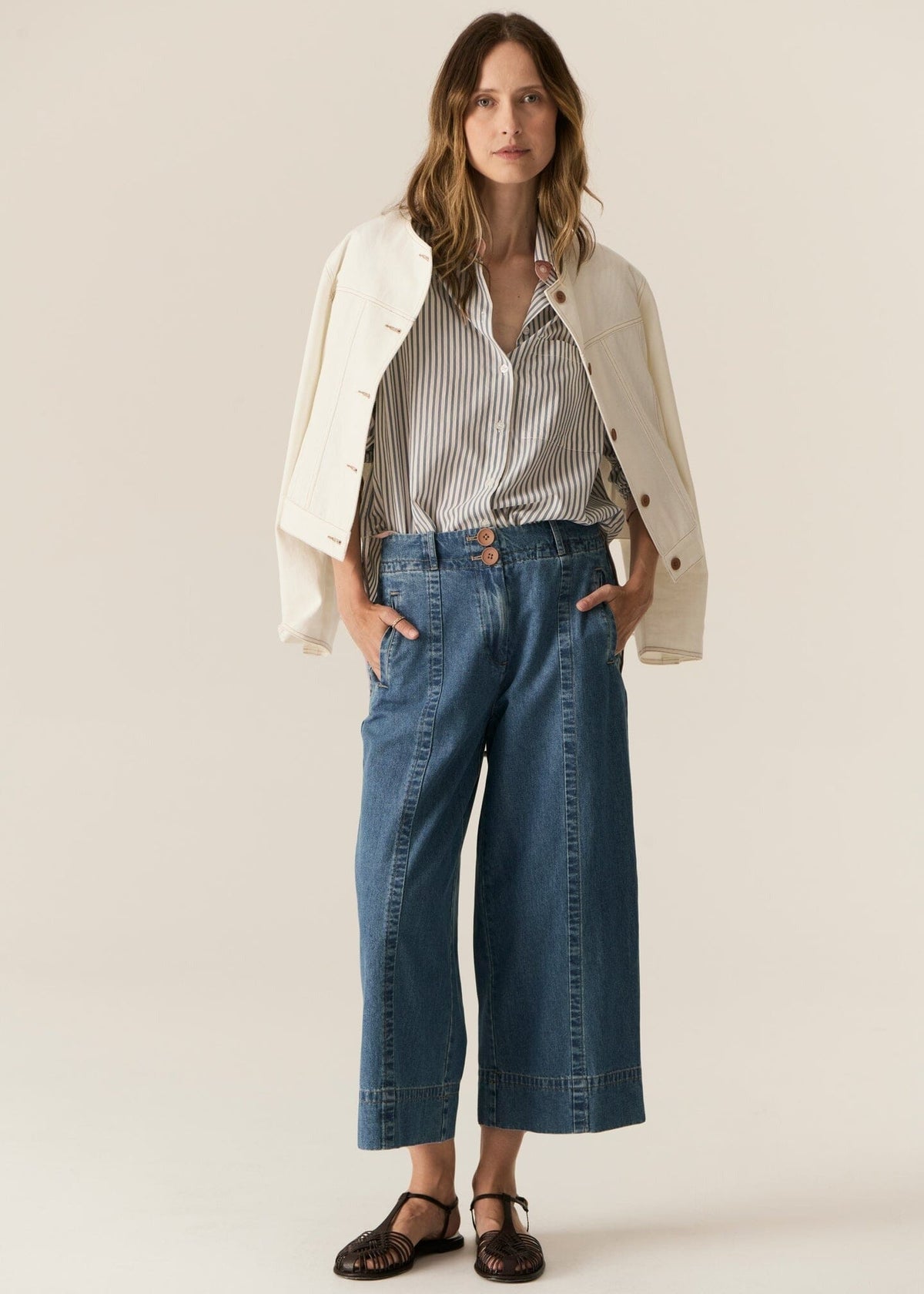 POL Carsen Denim Jacket - Ecru Jackets - Zabecca Living