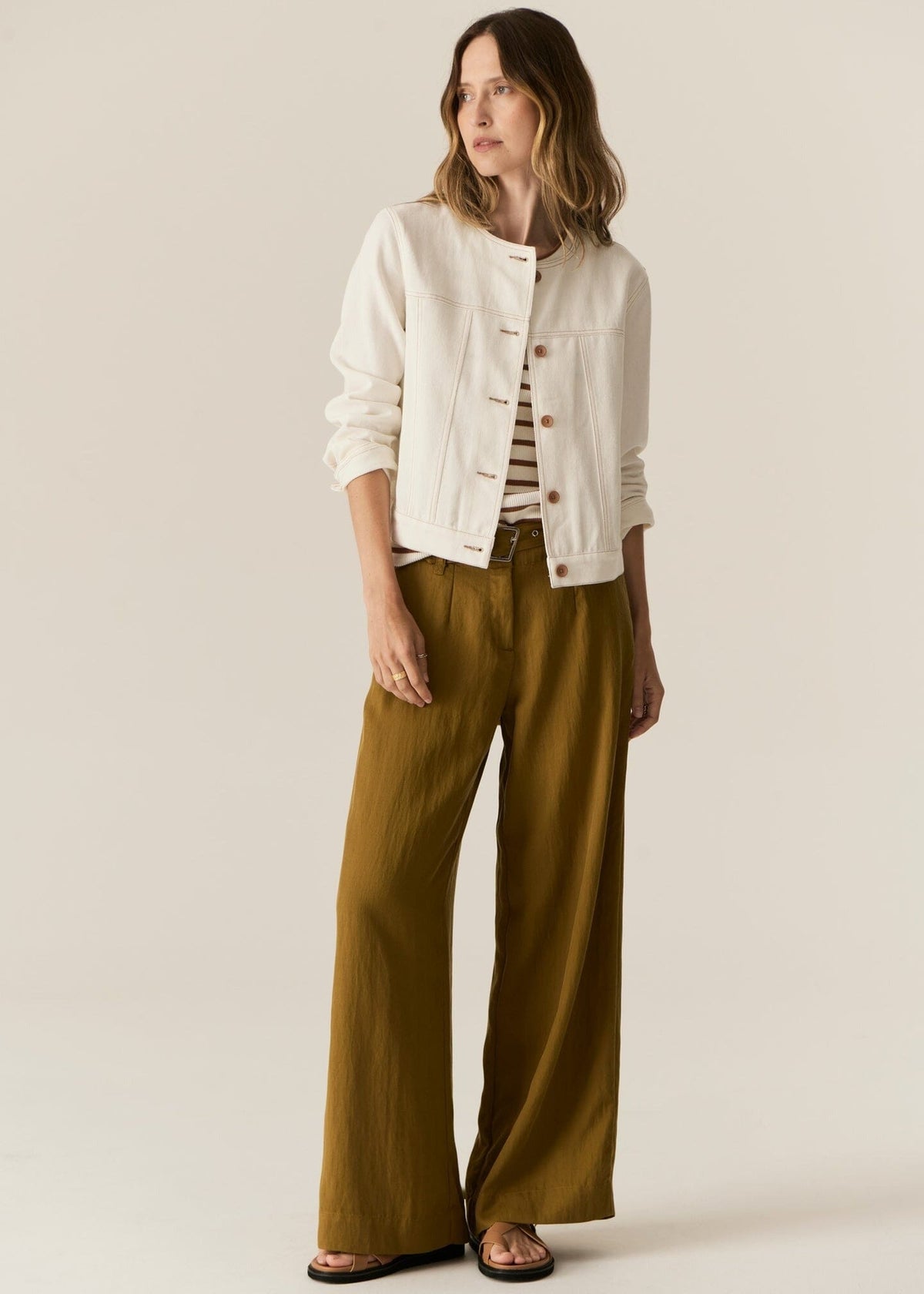 POL Carsen Denim Jacket - Ecru Jackets - Zabecca Living