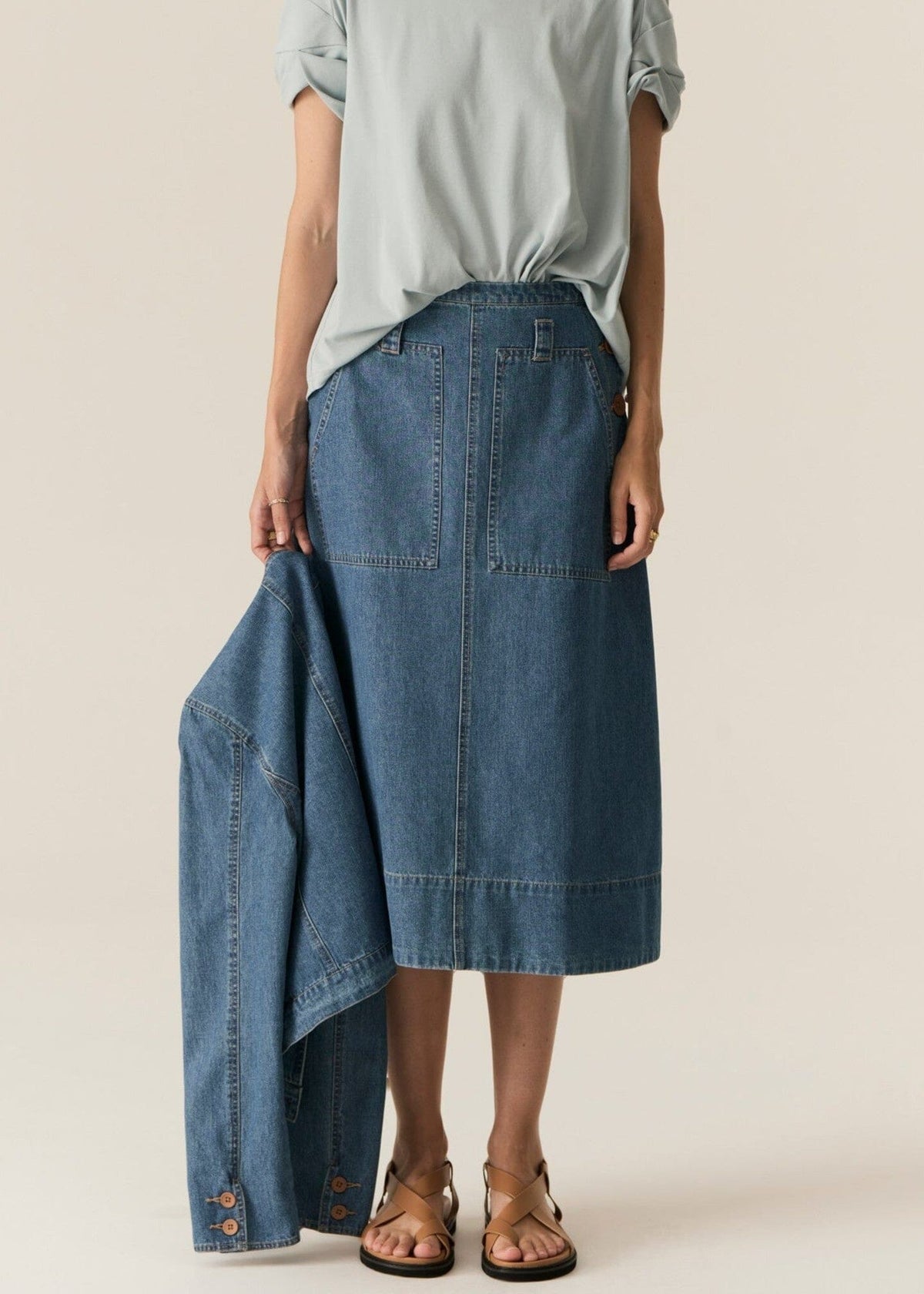 POL Carsen Denim Skirt - Light Wash Skirt - Zabecca Living