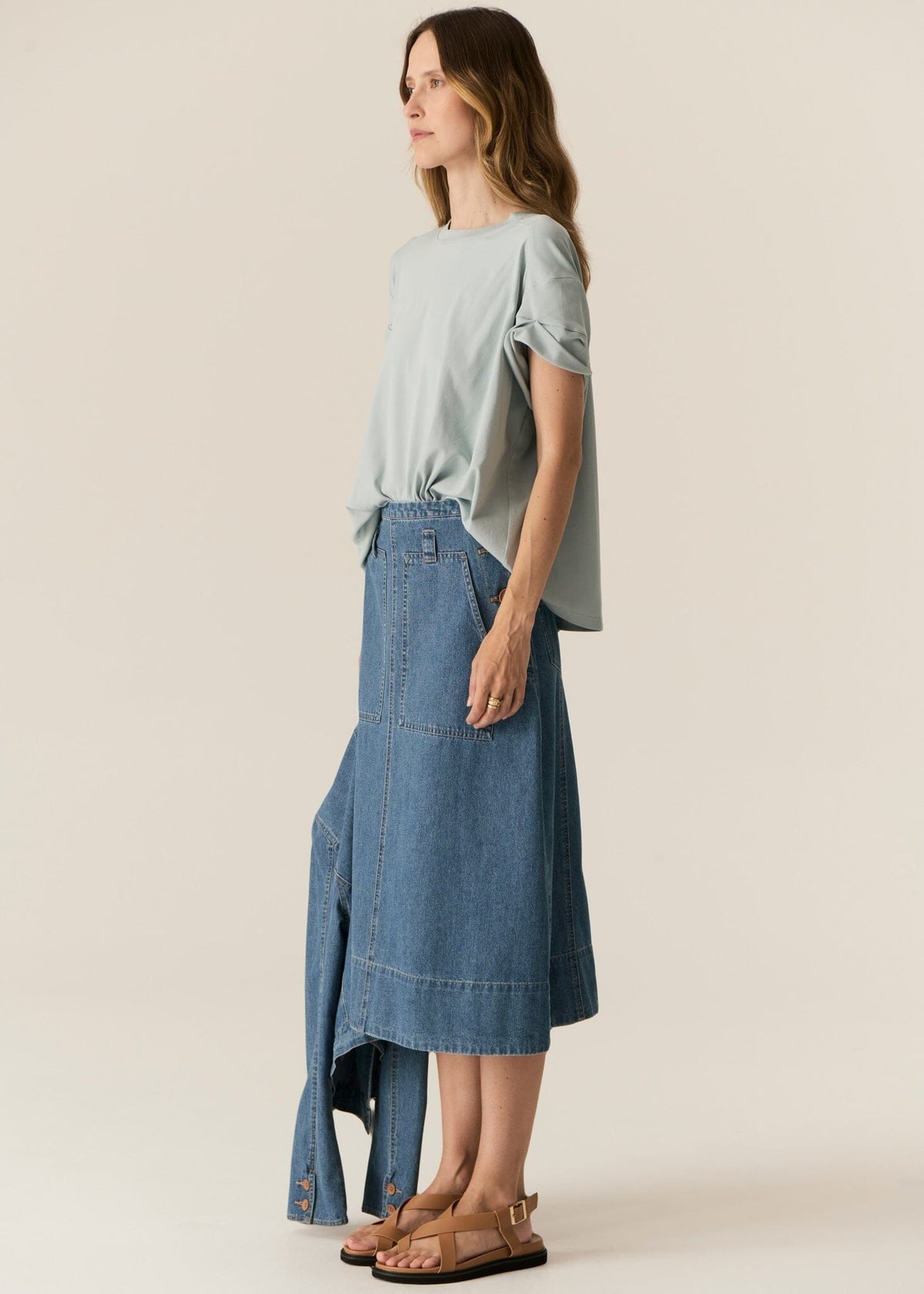 POL Carsen Denim Skirt - Light Wash Skirt - Zabecca Living