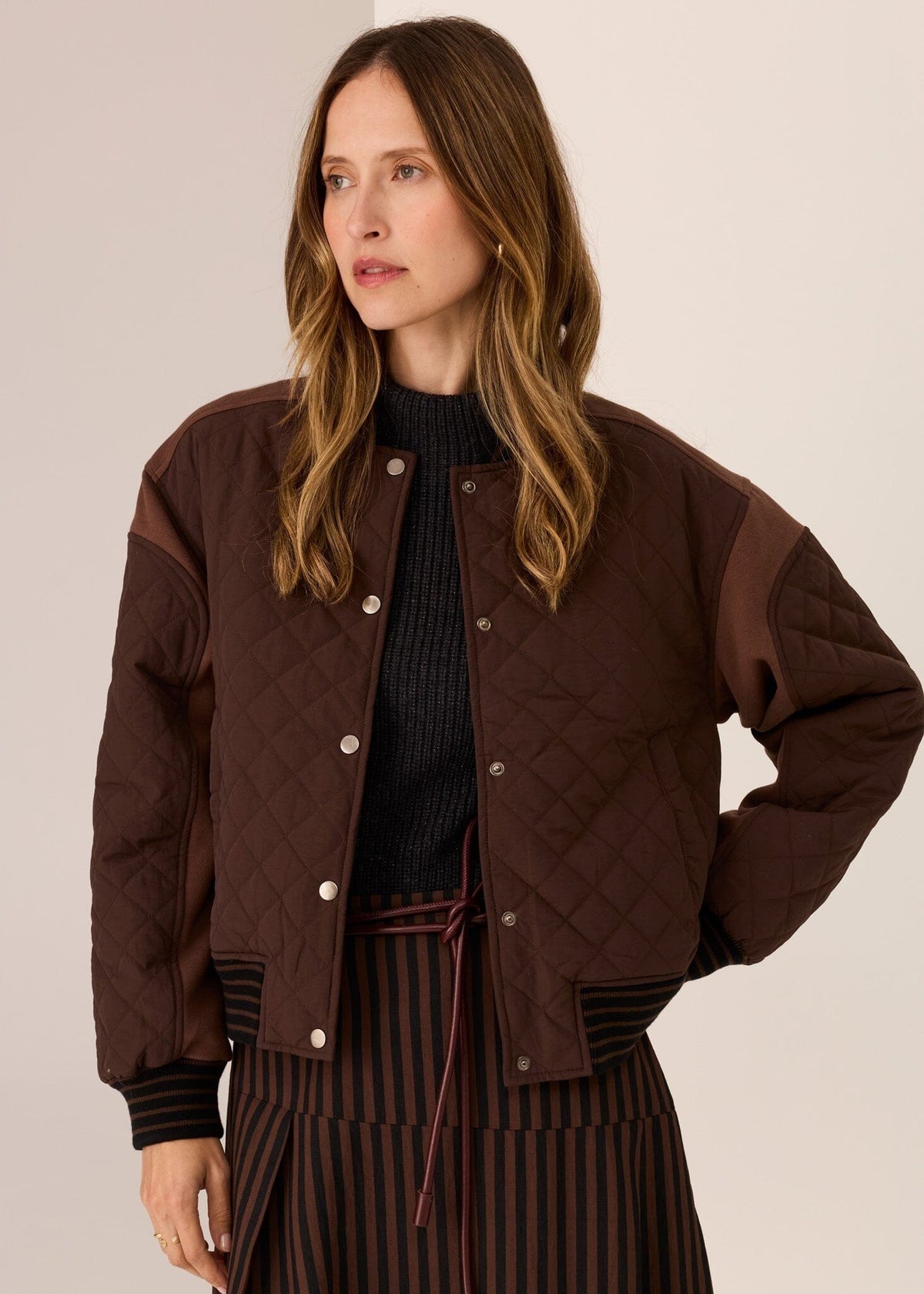 POL Cassidy Varsity Jacket - Chocolate Jackets - Zabecca Living