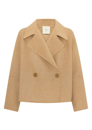 POL Cohen Cropped Wool Coat - Camel Coat - Zabecca Living