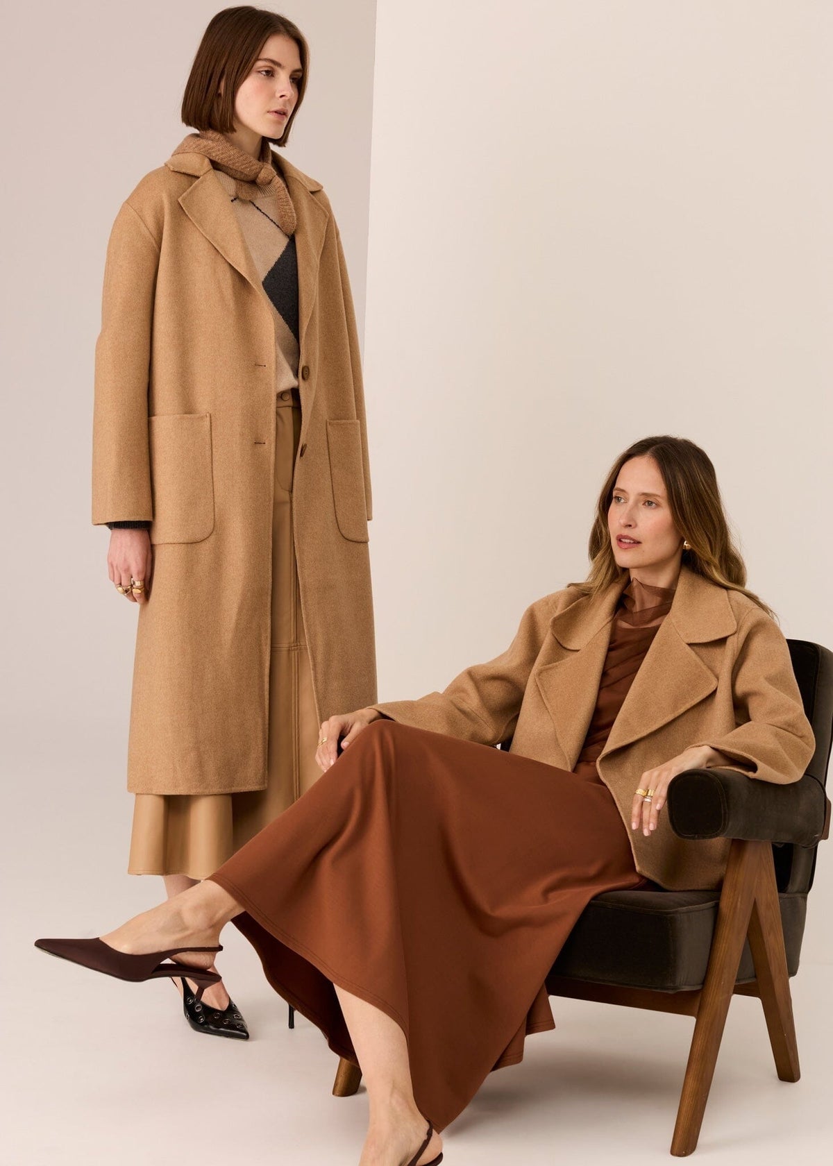 POL Cohen Cropped Wool Coat - Camel Coat - Zabecca Living