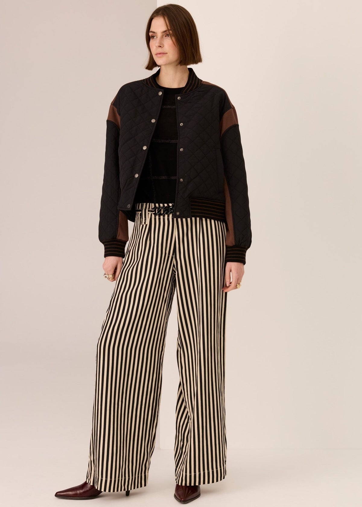 POL Dara Belted Pant - Ivory Black PANTS - Zabecca Living