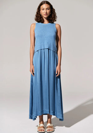 POL Estel Knit Tank Dress - Blue Dress - Zabecca Living