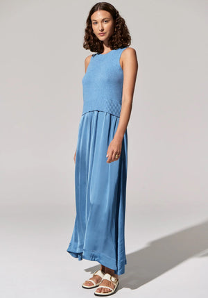 POL Estel Knit Tank Dress - Blue Dress - Zabecca Living