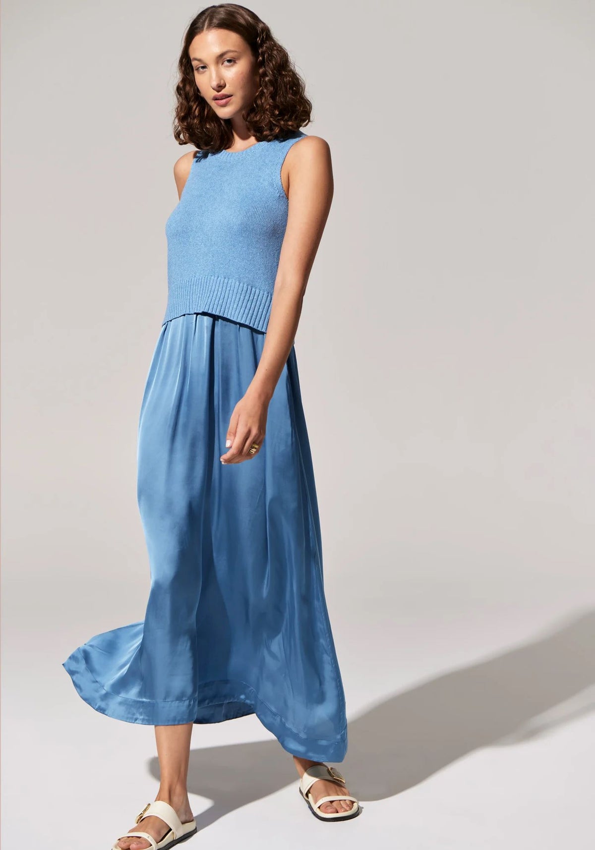 POL Estel Knit Tank Dress - Blue Dress - Zabecca Living