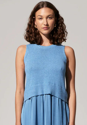 POL Estel Knit Tank Dress - Blue Dress - Zabecca Living