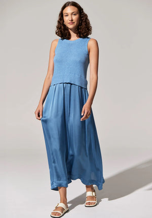 POL Estel Knit Tank Dress - Blue Dress - Zabecca Living