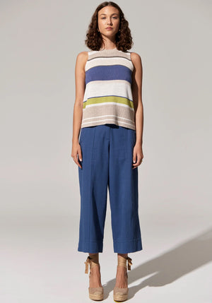 POL Estel Stripe Knit Tank - Blue Multi Tank - Zabecca Living