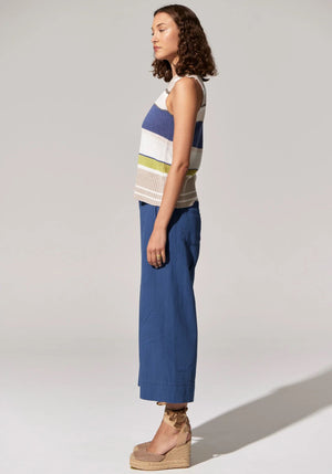 POL Estel Stripe Knit Tank - Blue Multi Tank - Zabecca Living