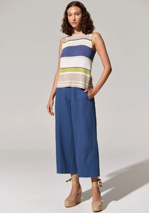 POL Estel Stripe Knit Tank - Blue Multi Tank - Zabecca Living