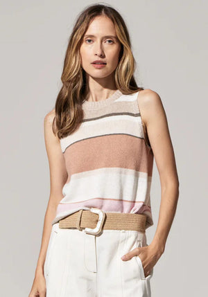 POL Estel Stripe Knit Tank - Pink Multi Tank - Zabecca Living